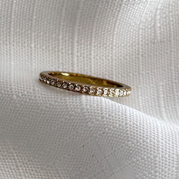 Infinity Band Ring Golde Tone Faux Diamonds  Mini Pave Forever Band - Picture 5 of 6